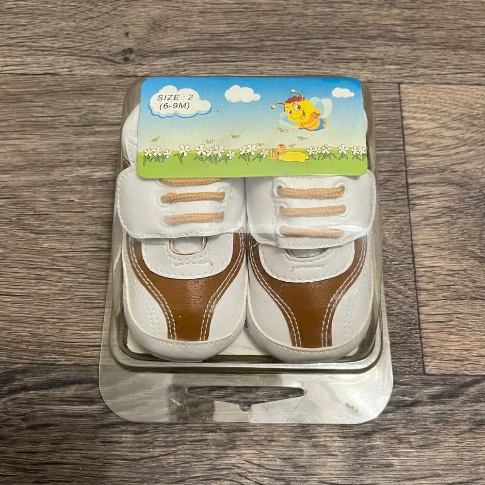 NEW Little Bees Brown White Baby Toddler Shoes 3-6mos 6-9mos 9-12mos 12-15mos